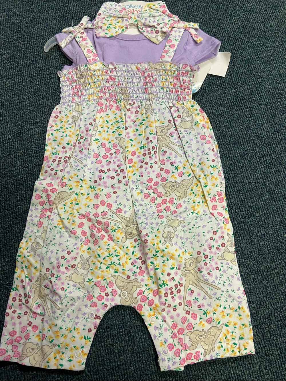 Bambi Floral Romper with Lavender Tee